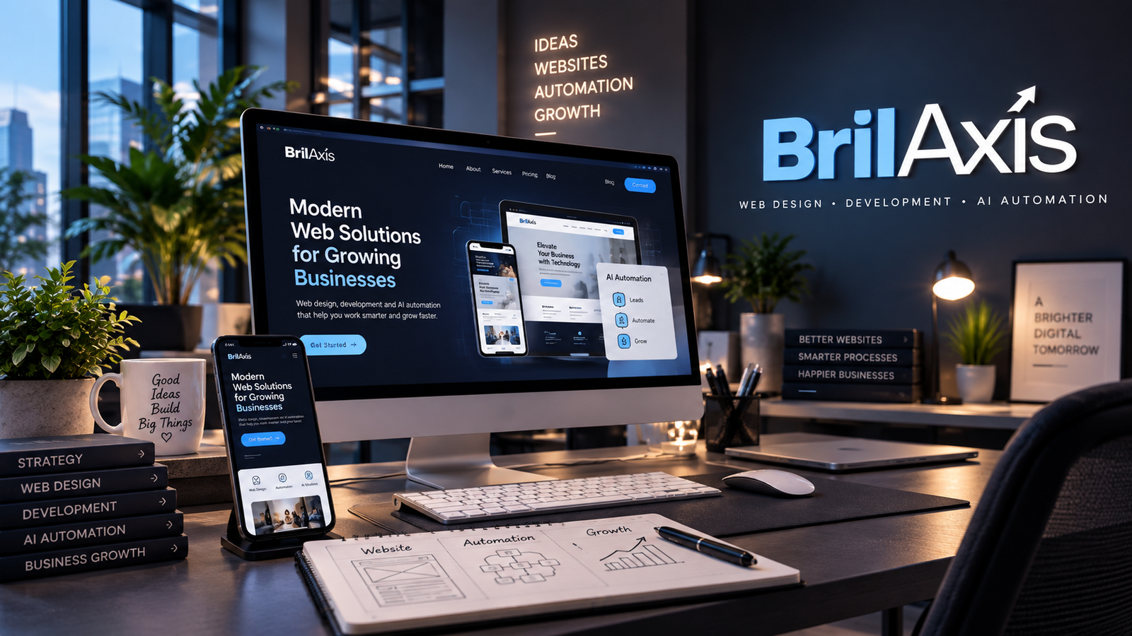 Home BrilAxis web design, development and AI automation services