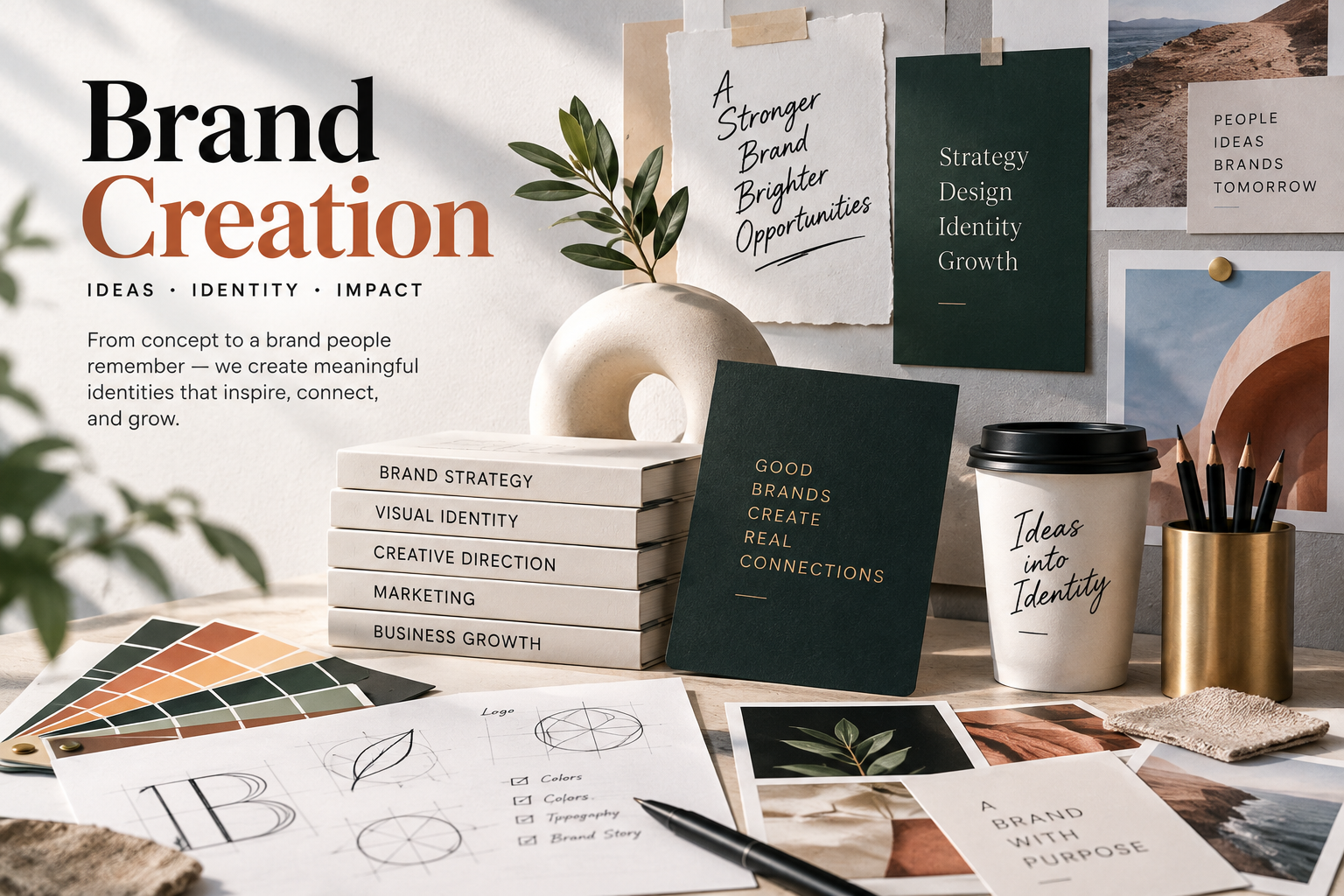 Brand creation and visual identity development for businesses