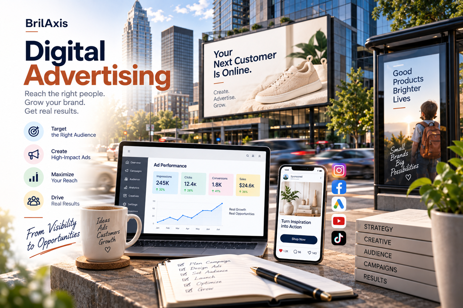 Digital advertising campaigns designed to reach customers and grow businesses